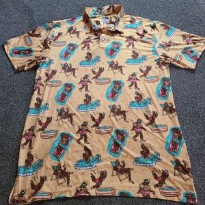 Aeroline Mens Bigfoot Pool Day Polo Size XL party shirt casual preppy